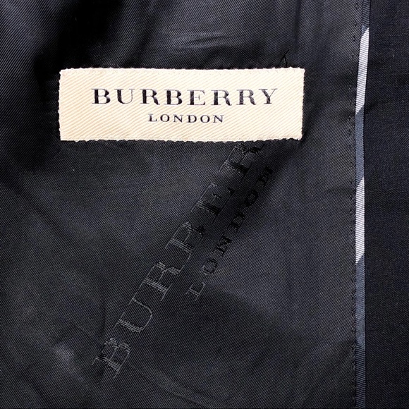 Burberry Black Double Vent Slim Fit Wool Blazer